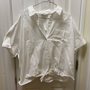 Madewell Short Sleeve Tie Front White Shirt